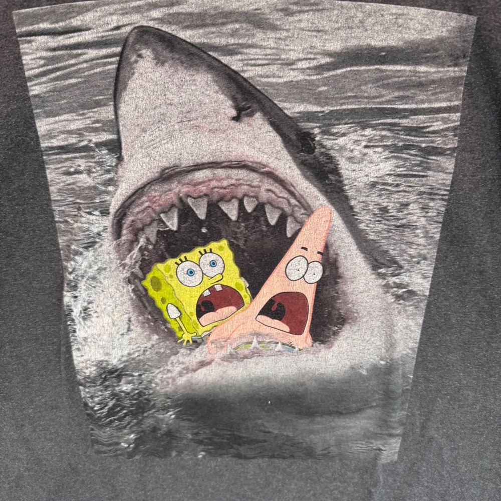Nickelodeon SpongeBob SquarePants Patrick Shark Jaws Parody Graphic T-Shirt Gray - Picture 2 of 5